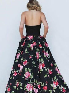 Floral Split-joint Backless Printing Maxi Dress