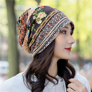 Pullover hat ethnic style bag head hat pile hat dual-purpose bib