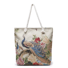 Load image into Gallery viewer, Double-sided Ethnic Style Embroidery Bag Women&#39;s Live Embroidery Peacock Elephant Canvas Bag