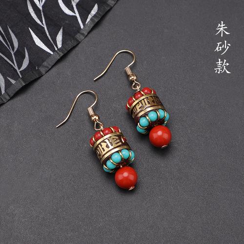 Nepal exotic earrings Tibetan ethnic style online celebrity temperament Joker earrings retro niche show face thin earrings.