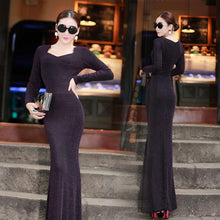 Load image into Gallery viewer, Autumn Lady Slim Bodycon Long Sleeve Maxi Dress