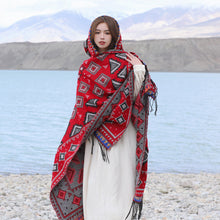 Load image into Gallery viewer, Ethnic style with hat shawl cloak Tibet travel wear photo warm outer cape