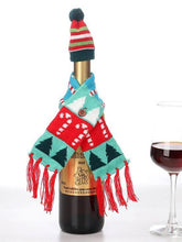 Load image into Gallery viewer, Christmas Knitted Scarf Hat Christmas Wine Bottle Set