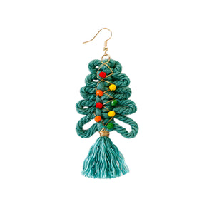 Christmas Earrings female creative cartoon christmas Bohemian tassel woven handmade earrings