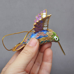 Cloisonne Copper Bodied Kingfisher Hummingbird Pendant Filigree Christmas Tree Pendant Collection