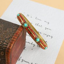 Load image into Gallery viewer, Tibetan Nepalese Bracelet National Style Retro Pure Copper Inlaid Turquoise Tibetan Handmade Bracelet