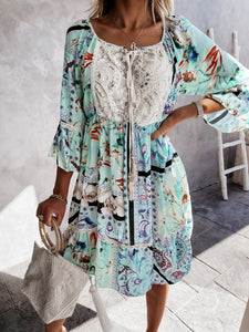 New lace dress printed dress in summer