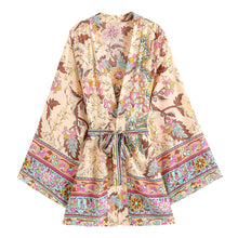 Load image into Gallery viewer, Rayon Cropped Kimono Belt Jacket Loose Bohemian Beach Cardigan