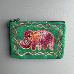 Nepali Hand-embroidered Suede Ethnic Style Mini Coin Purse Pocket Card Bag Short Fabric Coin Bag