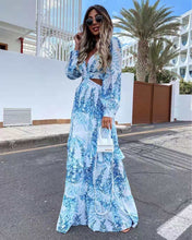 Load image into Gallery viewer, New long sleeve printed hollow long dress in summer