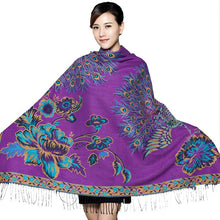 Load image into Gallery viewer, National Style Thickened Phoenix Double-sided Jacquard Cashmere Square Scarf Ladies Air Conditioning Shawl Scarf Dual-use.