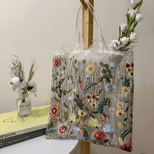 Load image into Gallery viewer, New Mesh Full Hand Embroidered Flower Shoulder Bag Handheld Lace Tote Bag Art Antique Bag