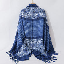 Load image into Gallery viewer, Retro ethnic scarf women&#39;s spring and autumn imitation blue dyed wild literary long summer sun protection holiday shawl scarf