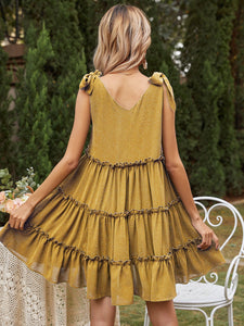 Summer new solid street shoot sleeveless dress temperament generous A-word sling dress multi layer
