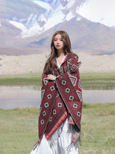 Load image into Gallery viewer, Ethnic style with hat shawl cloak Tibet travel wear photo warm outer cape