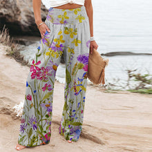 Load image into Gallery viewer, New Women&#39;s Elastic Printed High Waist Pocket Casual Wide Leg Pants