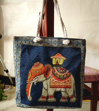 Load image into Gallery viewer, Double-sided Ethnic Style Embroidery Bag Women&#39;s Live Embroidery Peacock Elephant Canvas Bag