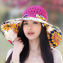 Load image into Gallery viewer, Hat women&#39;s new national style big eaves sun protection hat UV fisherman hat straw hat