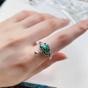 National Cloisonne Lotus S925 Sterling Silver Ring Female Index Finger Ring Niche Design Sense Adjustable Female Ring