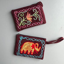 Load image into Gallery viewer, Nepali Hand-embroidered Suede Ethnic Style Mini Coin Purse Pocket Card Bag Short Fabric Coin Bag