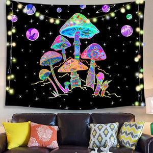 New psychedelic mushroom tapestry dream plant wall tapestry Galaxy space tapestry starry sky tapestry wall hanging