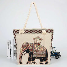 Load image into Gallery viewer, Double-sided Ethnic Style Embroidery Bag Women&#39;s Live Embroidery Peacock Elephant Canvas Bag