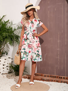 Women's summer print short sleeve dress