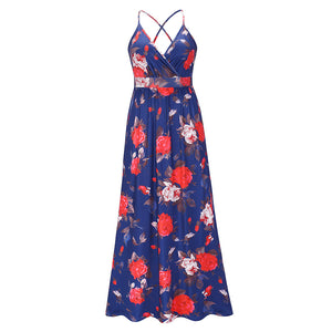 Floral Sling Long Dress Fashion Slim Fit Slim Dress