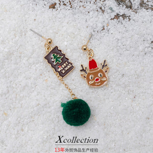 New holiday accessories colorful funny Christmas Earrings female autumn and winter wool ball earrings