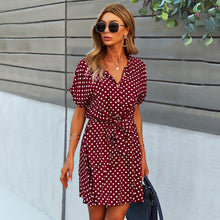 Load image into Gallery viewer, Polka-dot nipped-in dress summer A-line dress