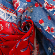 Load image into Gallery viewer, Ethnic Style Soft Cotton Hemp Handle Scarf Red Blue Small Broken Flower Decoration Sunscreen Shawl Silk Scarf Woman