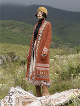 Load image into Gallery viewer, Bohemian fringed cardigan ethnic style mid-length sweater loose knitted coat