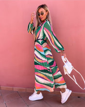 Load image into Gallery viewer, Holiday long-sleeved print maxi dress