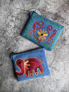 Nepali Hand-embroidered Suede Ethnic Style Mini Coin Purse Pocket Card Bag Short Fabric Coin Bag