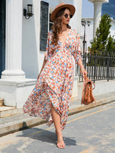 Load image into Gallery viewer, Sexy deep V-neck small florals cinched waist maxi dress resort-inspired dress