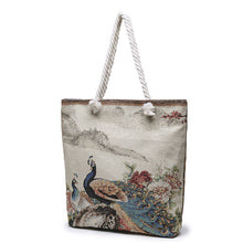 Load image into Gallery viewer, Double-sided Ethnic Style Embroidery Bag Women&#39;s Live Embroidery Peacock Elephant Canvas Bag