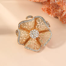 Load image into Gallery viewer, Fashion new exaggerated opening three-dimensional noble temperament retro hollow diamond flower big ring