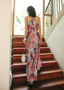 Ethnic Style Summer Bohemian Holiday Thailand Beach Spaghetti-strap Long Dress