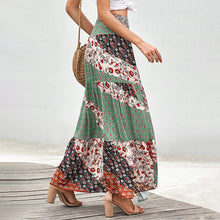 Load image into Gallery viewer, Printed skirt summer ethnic style high waist thin A-line skirt