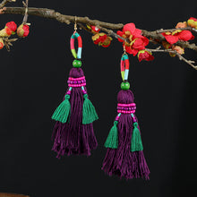 Load image into Gallery viewer, Retro national style contrast color pommel Earrings exaggerated personality Bohemian holiday long tassel temperament Earrings women