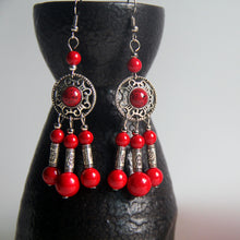 Load image into Gallery viewer, Tibetan pine Stone Earrings long exaggerated transfer Earrings