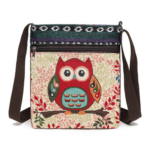 Women's Crossbody Shoulder Bag Canvas Bag Thai Ethnic Style Embroidery Cute Fashion Lady's Mobile Phone Bag Shoulder Bag