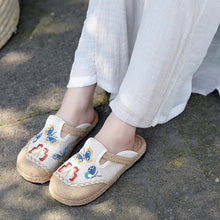 Load image into Gallery viewer, Ethnic fashion women&#39;s cloth shoes slippers  antique embroidered women&#39;s shoes one step on hand woven shoes