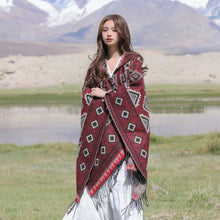 Load image into Gallery viewer, Ethnic style with hat shawl cloak Tibet travel wear photo warm outer cape