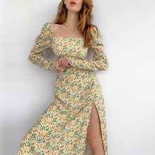 Load image into Gallery viewer, Bohemian idyllic Little Floral long sleeve split dress youth sweet little daisy print