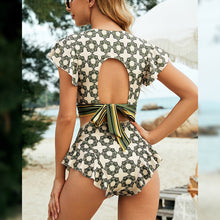 Load image into Gallery viewer, Split bikini two-piece set of sexy triangle ruffles, backless strappy V-neck swimsuit