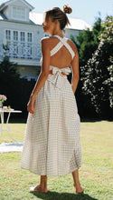 Load image into Gallery viewer, Dress Plaid Bandage Fashion Thin Waist Dress