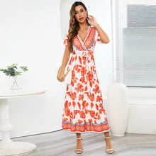 Load image into Gallery viewer, Vintage exotic print maxi dress bohemian seaside resort beach dress plus-size