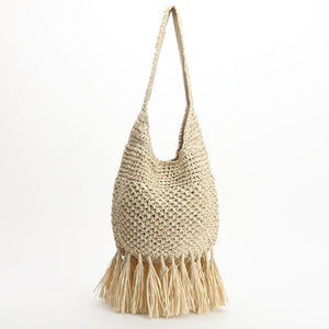 Tassel straw bag woven bag rattan shoulder bag new cross-border beach bag women