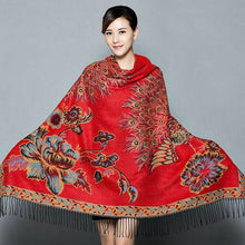 Load image into Gallery viewer, National Style Thickened Phoenix Double-sided Jacquard Cashmere Square Scarf Ladies Air Conditioning Shawl Scarf Dual-use.